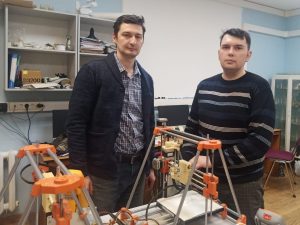 Student Startup winner Rustam Farakhov assembling 3D printer for extra-firm materials